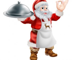 Cartoon santa with cooking vector material 01