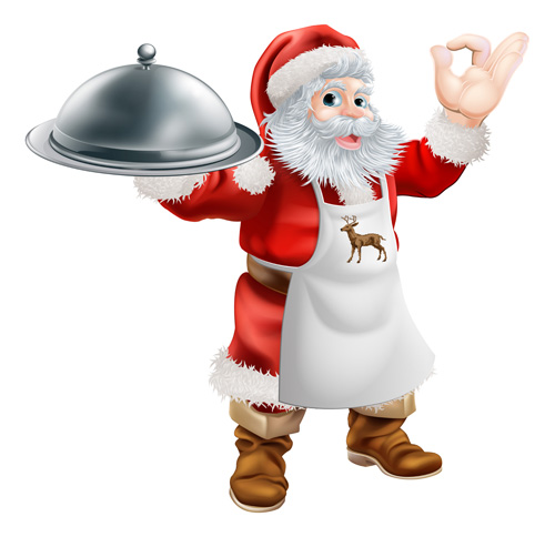 Cartoon santa with cooking vector material 01