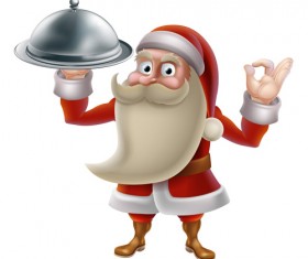 Cartoon santa with cooking vector material 02