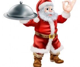 Cartoon santa with cooking vector material 03