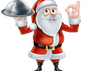 Cartoon santa with cooking vector material 04