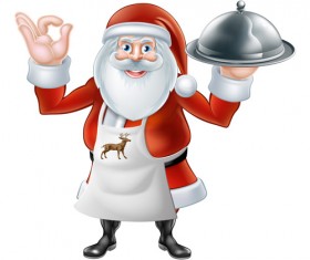 Cartoon santa with cooking vector material 05