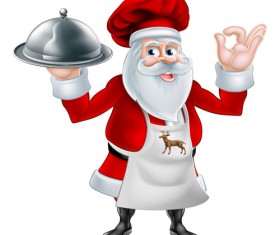 Cartoon santa with cooking vector material 06