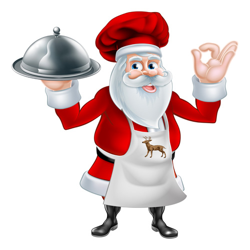 Cartoon santa with cooking vector material 06