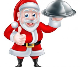 Cartoon santa with cooking vector material 07