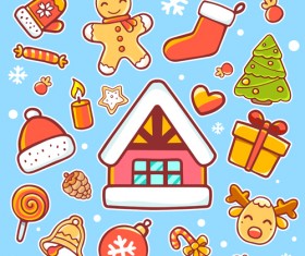 Cartoon styles christmas elements deisng vector 02