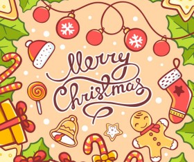 Cartoon styles christmas elements deisng vector 05