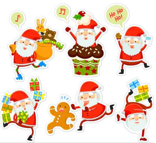 Cartoon Santa Clauses  vector sticker