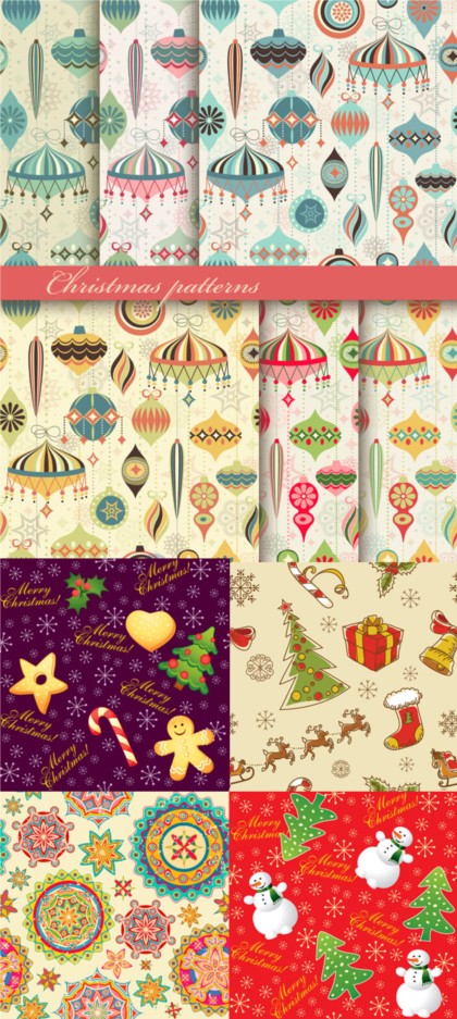 Cartoon ornaments christmas vector pattern