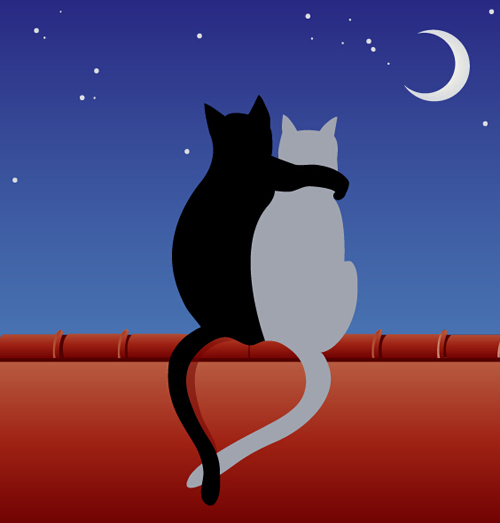 Cats love with moon vector 01 free download