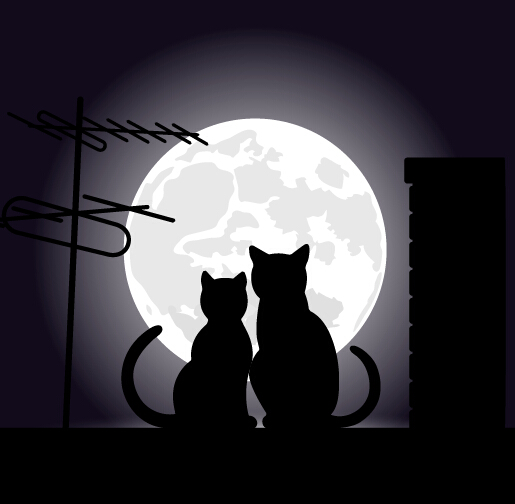 Cats love with moon vector 02