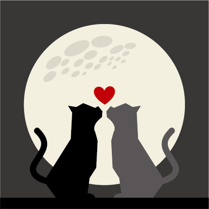 Cats love with moon vector 04