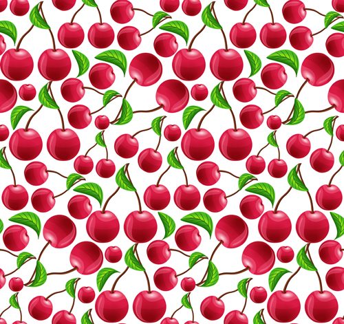Cherry pattern seamless vector