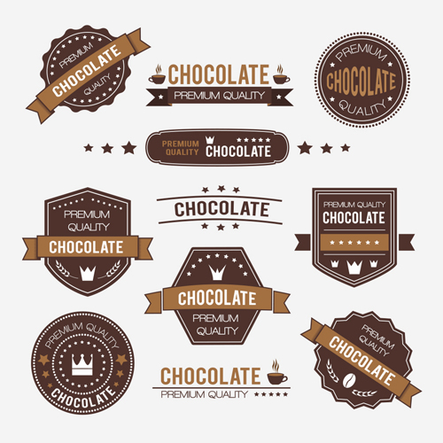 Chocolate labels with logos vector set