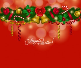 Christamas garland with halation background vector 01