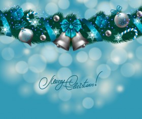 Christamas garland with halation background vector 02