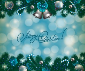 Christamas garland with halation background vector 03