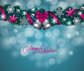 Christamas garland with halation background vector 04