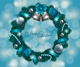 Christamas wreath with halation background vector 01