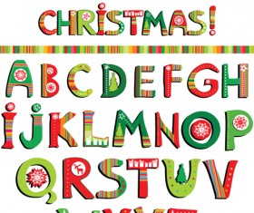 Christmas alphabet letters design vector set 02
