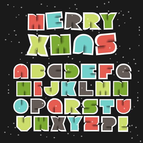 Christmas alphabet letters design vector set 03