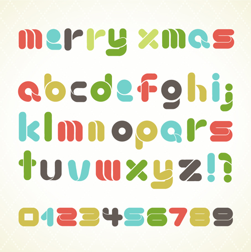 Christmas alphabet letters design vector set 04