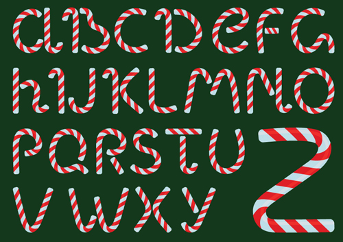 Christmas alphabet letters design vector set 05