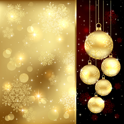 Christmas ball baubles with ornate background vector 03