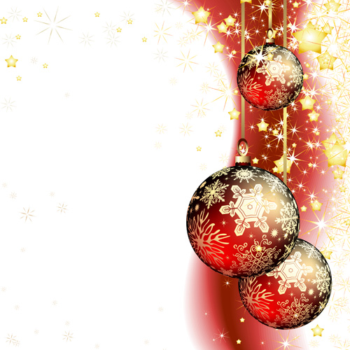 Christmas Ball Baubles With Ornate Background Vector 04 Free Download