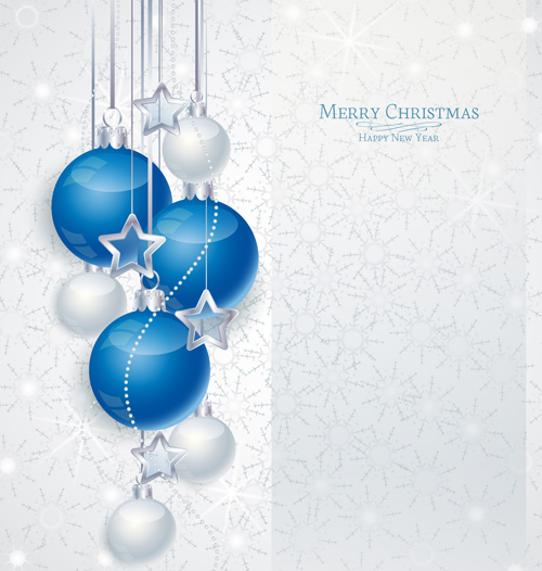 Christmas ball baubles with ornate background vector 05
