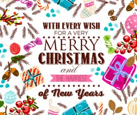 Christmas candy with gift hand drawn vector background 01