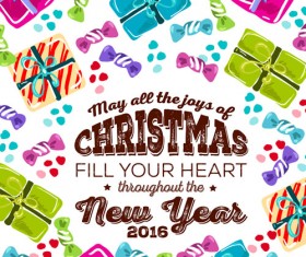 Christmas candy with gift hand drawn vector background 02