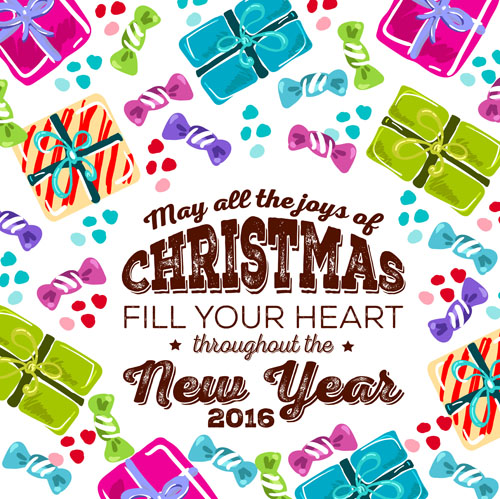 Christmas candy with gift hand drawn vector background 02