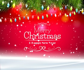 Christmas colored lights with snow vector