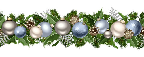 Christmas decorative seamless borders vectors 04