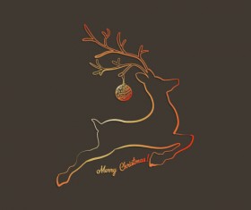 Christmas deer outline vector