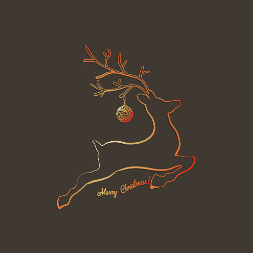 Christmas deer outline vector