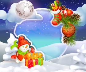 Christmas elements with snow vectors 01