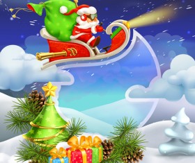 Christmas elements with snow vectors 02