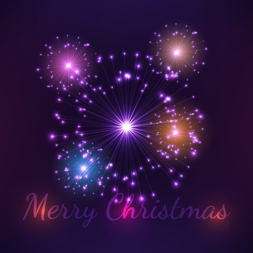 Christmas firework with purple background vector