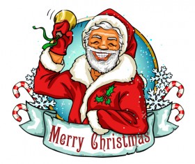 Christmas labels with santa vector material 01