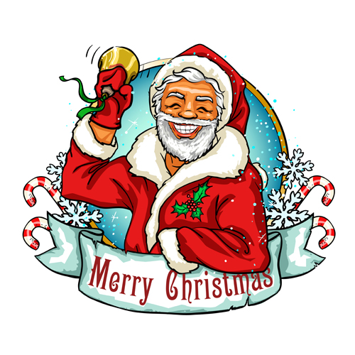 Christmas labels with santa vector material 01
