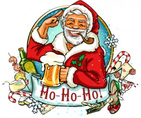 Christmas labels with santa vector material 02