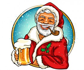 Christmas labels with santa vector material 03