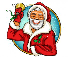 Christmas labels with santa vector material 04