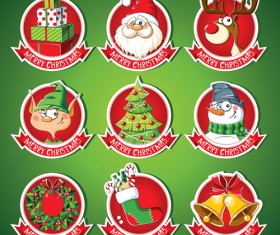 Christmas lables peeling stickers vector 01