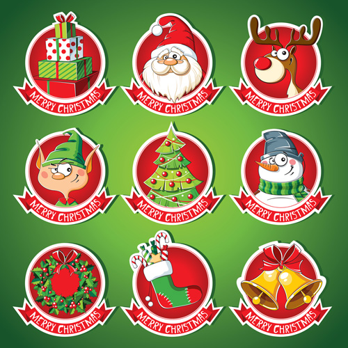 Christmas lables peeling stickers vector 01