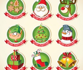 Christmas lables peeling stickers vector 02