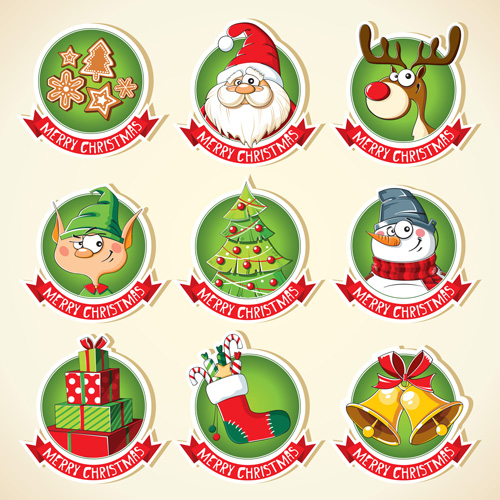 Christmas lables peeling stickers vector 02