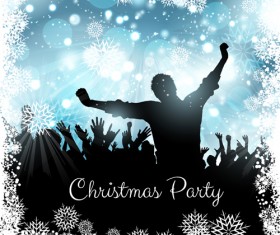 Christmas party background with people silhouetter vector 02